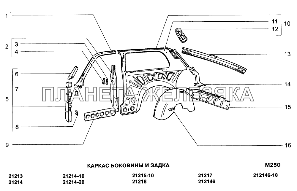 Каркас боковины и задка ВАЗ-21213-214i